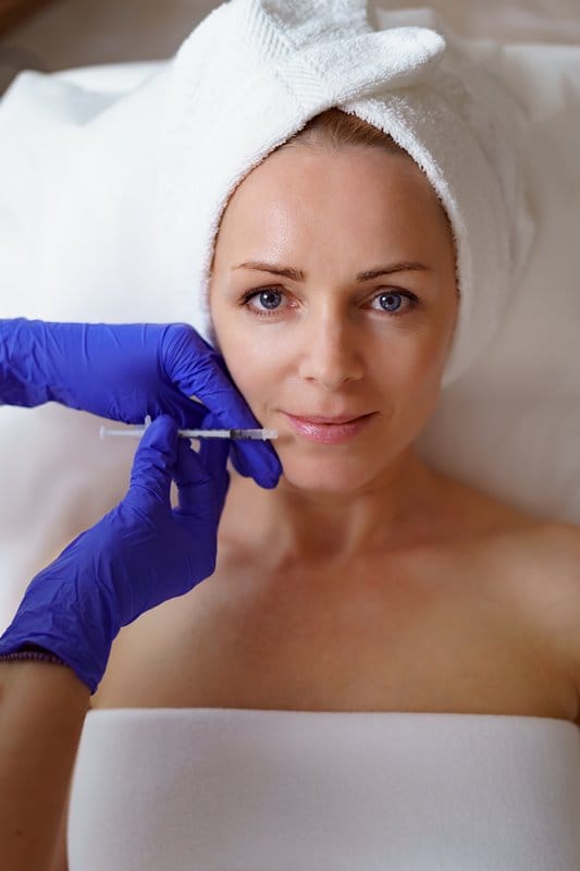 Close up of cosmetic botox injection